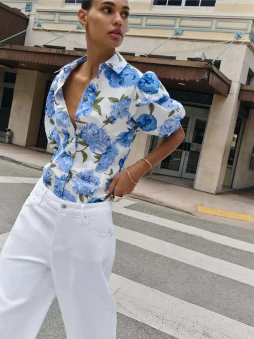 Zara Floral Poplin Top